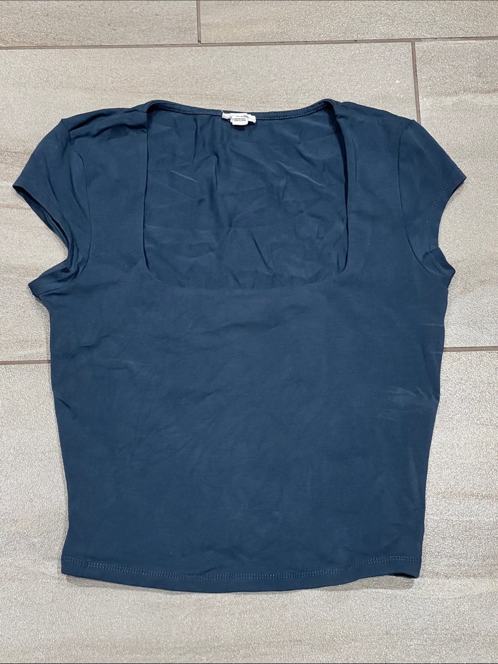 Garage Dark Teal Square-Neck Short Sleeve Tee